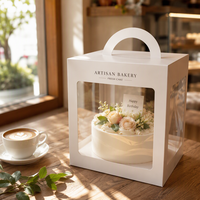 Impression personnalisée de boîtes à pâtisserie avec fenêtre transparente pour gâteaux, boîtes à gâteaux en kraft en gros avec poignée pour boulangerie
