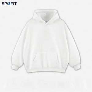 เสื้อฮู้ดดี้โอเวอร์ไซส์คุณภาพสูง ผ้าฟลีซผสมโพลีเอสเตอร์/คอตตอน ไม่มีเชือกผูก  ขายส่ง รับสกรีนโลโก้ ปักลาย สำหรับผู้ชาย - Product Image 2