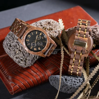Reloj de Pulsera para Hombre, Personalizado con Grabado, Diseño Clásico Art Deco, Imitación Antigua, Hecho a Mano, Color Madera Natural, Cuarzo, Acero, Resistente al Agua