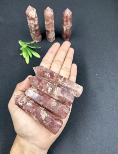 Cristal de Quartz Fraise de Haute Qualité, Points de Guérison, Style Feng Shui, Forme Hexagonale Polie, Thème Amour, Décoration d'Intérieur, Le Meilleur - Product Image 3
