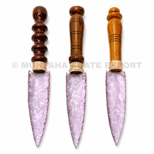 Hermoso mango de cuchillo de punta de flecha de 8 pulgadas de cristal de kunzita tallado a mano, portátil, premium, decorativo, artístico y coleccionable. - Product Image 4