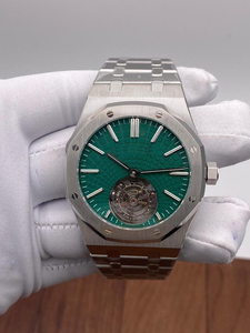 Montre de luxe à remontage automatique de haute qualité, Flying Street Tourbillon, 41 mm, acier inoxydable, cadran texturé vert, avec mouvement ETA - Product Image 2
