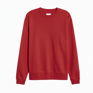 Suéter de Punto Unisex con Cuello Redondo y Manga Larga, Color Sólido, Corte Regular Informal, Rojo - Product Image 1