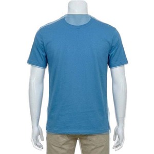 เสื้อยืดคอกลมแขนสั้นผู้ชาย สีพื้น ทรงปกติ ผ้าฝ้าย 100% สวมใส่สบาย พิมพ์ลายสกรีนด้านหน้า ระบายอากาศได้ดี แห้งเร็ว สีน้ำเงิน - Product Image 1