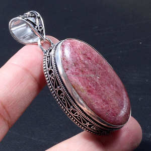 Colgante de Plata de Ley 925 sólida hecho a mano, colgante de plata hecho a mano, joyería de rodonita, joyería antigua hecha a mano, regalo para cumpleaños - Product Image 6