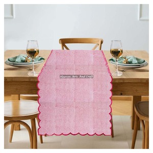 Luxury Indian Bohemian Floral Print 100% Cotton Embroidery Edge <b>Table</b> <b>Runner</b> for <b>Dining</b> Hotel Restaurant Wedding & Home Decor - Product Image 1