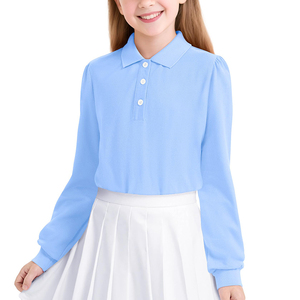 เสื้อโปโลแขนยาวสีดำสำหรับเด็กผู้หญิง วัยรุ่น  รับสกรีนโลโก้ ผ้าคอตตอนผสมโพลีเอสเตอร์  เสื้อโปโลแบบนักเรียนสำหรับเด็ก - Product Image 6