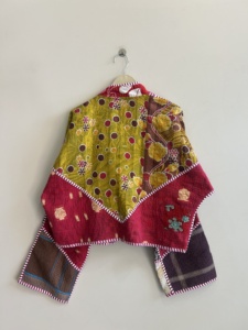 Indian Handmade <b>Patchwork</b> Quilted Boho <b>Jacket</b> Women Cotton Coat Vintage Kantha <b>Jacket</b> Reversible Overcoat Short <b>Jacket</b> - Product Image 4