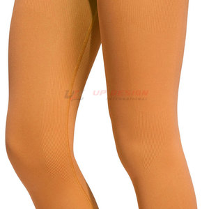 Unique Design Mid Waist Solid Yoga <b>Leggings</b> with Elastic Waist Spandex/<b>Nylon</b> Material Custom Colors & Sizes - Product Image 6