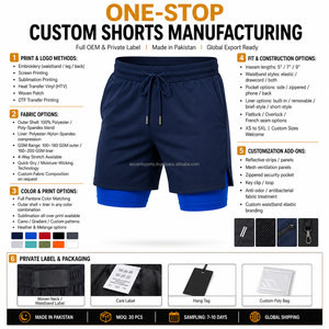 Custom Embroidered Logo <b>Layered</b> Workout Shorts Soft Microfiber Blend Spandex Inner Liner Back Zipper Pocket OEM Sports New - Product Image 3
