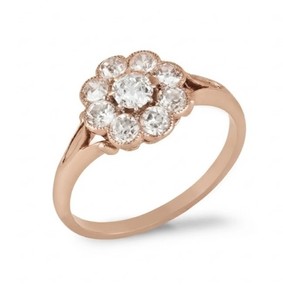 0.25 Carats 14K 18K Solid Gold Coronet Cluster Ring Set Centre Eight Round Old Cut Lab Diamond Open Back Claw Setting Fine Ring - Product Image 3