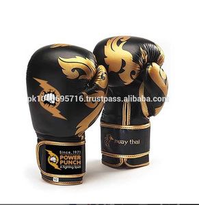 <b>Boxing</b> <b>Gloves</b> <b>White</b> Gold Foil Print PU Material Velcro Closure Breathable Adult Training Gear - Product Image 6