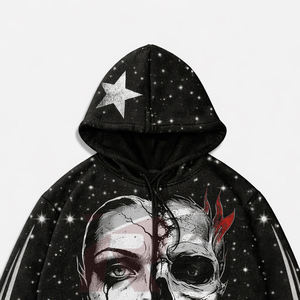 เสื้อฮู้ดดี้สกรีนลายแบบกำหนดเอง พร้อมงานปักคริสตัลคุณภาพสูง สำหรับแบรนด์เสื้อผ้าสตรีทแวร์สุดหรู สไตล์แบ็กกี้แวร์ งานสกรีนลายแฟชั่น - Product Image 2