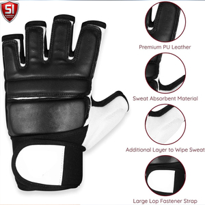 ถุงมือฝึกซ้อมแบบครึ่งนิ้ว PU ยี่ห้อ SUMROOS INDUSTRY สำหรับทุกเพศ พร้อมสายรัดข้อมือแบบปรับได้และตัวล็อคแบบ Hook & Loop สำหรับ MMA มวย และศิลปะการต่อสู้ - Product Image 2