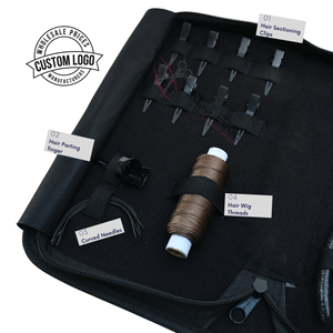 Kit de herramientas para extensiones de cabello negro mate con alicates para cinta adhesiva, anillo separador de cabello, agujas de extensión en forma de C, herramientas de belleza sin costuras - Product Image 3