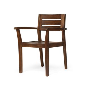 STAMFORD Juego de 2 Sillas de Comedor de Madera de Acacia Marrón Oscuro, Sillón de Patio para Jardín, Piscina y Terraza - Product Image 5