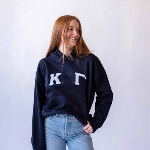 อัลฟ่า |   เดลต้า |   เสื้อฮู้ดปักลาย Pi สีกรมท่า ทรงโอเวอร์ไซส์ ครอปฟิต โลโก้ด้านหน้า ตัวอักษรกรีก เนื้อผ้าระบายอากาศได้ดี - Product Image 3