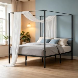 Letto a baldacchino moderno in metallo, matrimoniale e queen size, con struttura robusta in ferro, personalizzabile per appartamenti - Product Image 6