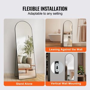 Specchio Curvo Alto con Cornice in Alluminio 65FT X 22FT, Ampio e Indipendente, Montabile a Parete con Superficie Riflettente, Forma Arcuata Completa - Product Image 5