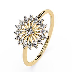 Bague de cocktail en or massif 10K 14K avec diamant rond de laboratoire de haute qualité, motif floral soleil éclatant, bague de déclaration de mariage - Product Image 4