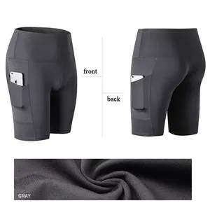 2026 Custom Athletic Women's Biker Shorts Breathable Summer Solid Color High Waist <b>Drawstring</b> - Product Image 1