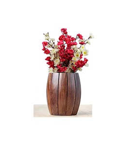 Jarrón Zen Asiático Hecho a Mano de Madera de Acacia para Decoración de Hogar, Oficina, Mesa, Estante, Repisa, Porche, ZARA ENTERPRISES ZE643 - Product Image 1