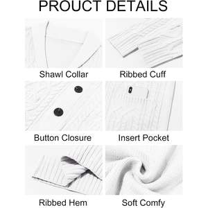 2025 cárdigan de punto de Cable informal para hombre, suéter con cuello chal, diseño de botones, suéter acanalado grueso de invierno bordado para primavera - Product Image 3