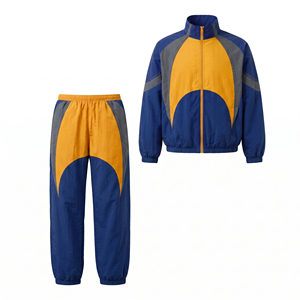 Conjunto Deportivo Personalizado Estilo Vintage Y2K para Hombre, Chaqueta y Pantalones de Nailon con Bloques de Color, 2 Piezas, Ropa Deportiva Urbana - Product Image 4