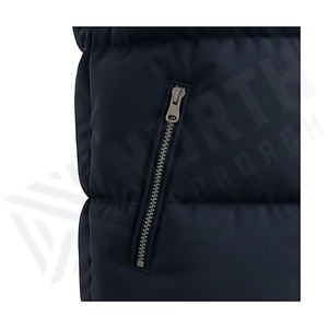 Hooded Quilted Waterproof <b>Bubble</b> Jacket Black Full Sleeve Winter Windproof Cotton Shell Knitted Fabric Polyester Filling Stand - Product Image 5