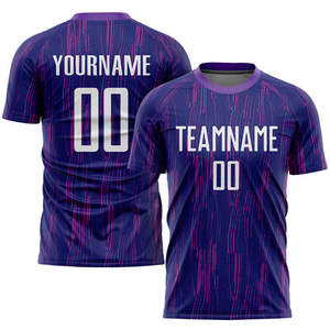 Ensemble de maillots de football personnalisés par sublimation, design flamme violette, séchage rapide, 100% polyester, unisexe, pour adultes, manches courtes - Product Image 5