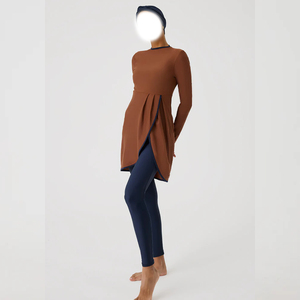 Burkini 2 pièces 2026 imperméable à séchage rapide, écoresponsable, avec fermetures éclair, pour femmes musulmanes, maillot de bain modeste à manches longues, tenue de plage islamique - Product Image 1