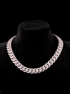 Cadena Cubana Miami Iced Out de Plata 925 de 10K, Collar de Eslabones Iced Out con Pavé de Mosaico de 14mm, Moissanita de 60ct, Caja de Seguridad, Joyería para Hombre, Fábrica B2B - Product Image 3