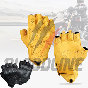 Gants de cyclisme en cuir noir respirants et sans doublure, style sportif, pour les quatre saisons, mitaines de moto de style sportif - Product Image 4