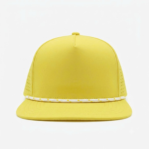 Custom Embroidery Logo 5 Panel <b>Flat</b> Brim Waterproof Fabric Laser Cut Hole Snapback <b>Cap</b> And Hat Outdoor Sport For <b>Man</b> And Women - Product Image 1