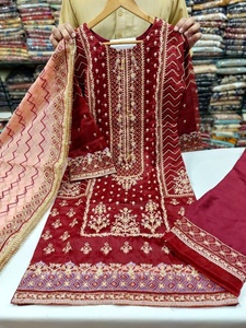 Vestido de algodón y lino Salwar Kameez de seda cosida de 3 piezas para mujer superventas 2022 para ropa de fiesta última colección - Product Image 6