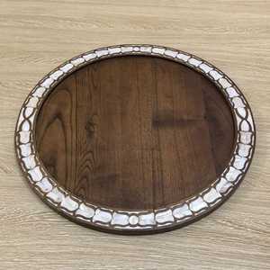 Plateau arabe en bois artisanal de qualité supérieure avec incrustations de nacre, fini à la main, pour servir lors des repas - Product Image 3