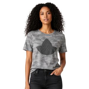 Gray <b>Camo</b> Rhinestone Tee Women Short Sleeve Cotton T Shirt Fashion Graphic <b>Top</b> Casual Streetwear Apparel Summer Daily Wear - Product Image 1