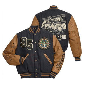 Blousons de baseball universitaires personnalisés en tissu de laine avec manches en cuir et patchwork chenille brodé pour le streetwear – Vente en gros - Product Image 1