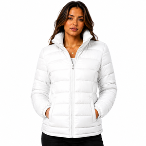 Veste matelassée légère et respirante jaune pour femme, manches longues, col montant, fermeture éclair, vêtement d'extérieur d'hiver - Product Image 2