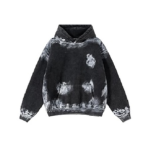 Sudadera con Capucha Gráfica para Hombre, Estilo Oversize, Lavado Ácido, con Estampado de Grafiti, de Forro Polar Grueso - Product Image 1