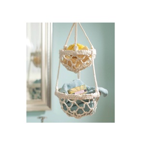 Cesta de Almacenamiento de Paja Hecha a Mano, Cesta de Macramé de Hierba Marina con Asa, Cesta de Ratán para Decoración del Hogar - Product Image 2