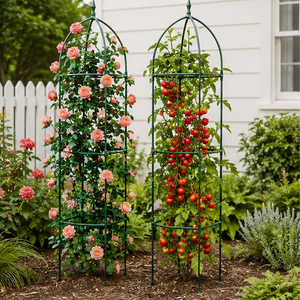 Arco de Jardín de Hierro de 6 Pies para Rosas y Tomates, Diseño Redondo Pintado Clásico, Soporte para Plantas de Patio Trasero - Product Image 1