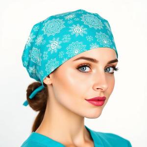 Laboratory Staff Working <b>Scrub</b> <b>Caps</b> Woven Cotton Satin Lining Custom Designed Print Unisex Logo Printed Ponytail <b>Scrub</b> Hats - Product Image 2