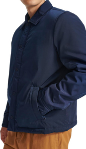 Men's Navy Blue Canvas <b>Coach</b> Jacket With Zipper Closure And Button Front Windproof Casual Outerwear Regular Fit Turn-down Collar - Product Image 6