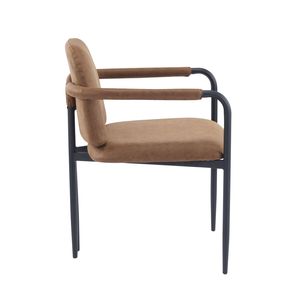 Set di 2 sedie da pranzo nere e marrone rossastro con struttura in ferro - Product Image 4