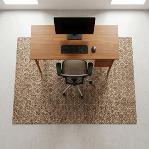 Elegant Modern Handwoven <b>Jute</b> Beige Brown <b>Rug</b> with Repeating Diamond Pattern Textured Living Room Bedroom Dining Room - Product Image 2