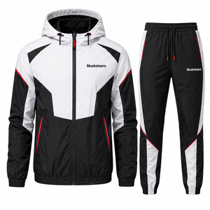 Ensemble 2 pièces OEM/ODM coupe-vent d'hiver 100% coton pour homme, logo imprimé DTF personnalisé, léger, avec passepoil, style streetwear - Product Image 2