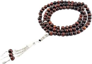 Chapelet de prière en pierre naturelle, forme ronde, 99 perles, tasbih musulman islamique, Allah masbaha - Product Image 2