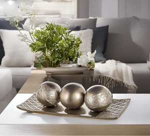 Home Decor Tray and Orbs Balls Set of 3 <b>Coffee</b> <b>Table</b> Mantle Decor Centerpiece Bowl with Spheres House Decorations Decorative - Product Image 6