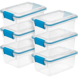 Set da 6 Contenitori Organizzativi in Plastica Resistente da 7,5 Quarti, Contenitori per Stoccaggio Resistenti alle Intemperie con Coperchi a Chiusura per Armadio - Product Image 4